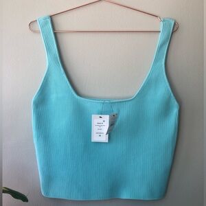 COTTON:ON Square Neck Plus Size Aqua Ribbed Crop Tank. New with Tags